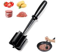 Meat Chopper Meat Masher，Non-Stick Handheld Masher ，Versatile High-Temp Heat-Resistant Hamburger Meat Masher for Ground Beef Hamburger Turkey, Heat Resistant Non-Stick Chicken Shredder (Black)