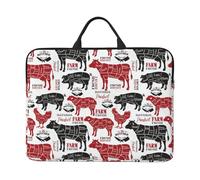 Meat Cuts Diagrams Butcher Shop, 14 Inch Laptop Sleeve, Notebook Bag Laptop Case Sleeve Briefcase with Handle