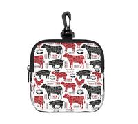 Meat Cuts Diagrams Butcher Shop, Coin Purse Square Zipper Storage Bag, Change Pouch with Lobster Buckle Clasp Buckle, Change Purse