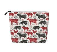 Meat Cuts Diagrams Butcher Shop, Daily Use Makeup Cosmetic Bag Imitation Linen Makeup Bag Portable Travel Toiletry Bag