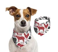 Meat Cuts Diagrams Butcher Shop,Dog Bandanas Cotton Pet Scarf Adjustable Bibs for Pet,M