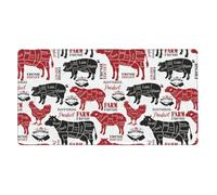 Meat Cuts Diagrams Butcher Shop,Mouse Pad Large Desk Pad Computer Keyboard Mouse Mat with Non Slip Rubber Base 40 x 70 cm