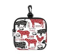 Meat Cuts Diagrams Butcher Shop, Square Zipper Storage Bag, Neoprene Coin Purse, Small Wallets, Change Pouch, Change Purse