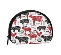 Meat Cuts Diagrams Butcher Shop, Women's Storage Bag Shell Makeup Bag Small Coin Purse Shell Change Pouch