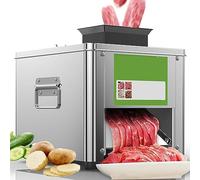 Meat Cutter Machine Electric, 2 in 1 Commercial Vegetables Slicer Meat Cutting Machine, 330LB/H Meat Slicer Meat Strips Meat Cubes Cutter with Easy-Replace Blade Set