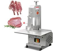 Meat Cutting Bandsaw Machine, 750W Electric Bone Saw for Butchering with 47 x 32.5CM Stainless Steel Workbench, 6 Saw Blades, 0-13CM Cutting Thickness, Fro Zen Meat Cutters for Rib