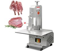 Meat Cutting Bandsaw Machine, 750W Electric Bone Saw for Butchering with 47 x 32.5CM Stainless Steel Workbench, 6 Saw Blades, 0-13CM Cutting Thickness, Fro zen Meat Cutter for Ribs