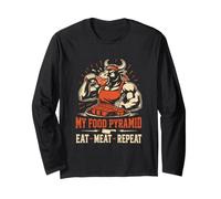 Meat Eater My Food Pyramid EAT Meat Repeat Carnivore Long Sleeve T-Shirt