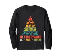 Meat Eater My Food Pyramid EAT Meat Repeat Carnivore Long Sleeve T-Shirt