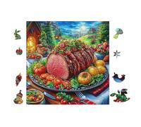 Meat Feast Still Life 100 Piece Pack Classic Jigsaw Puzzle Couple Puzzle Partners Ultra Difficult Wall Decor Easter New Year Cardboard 28x28cm