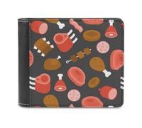 Meat Food and Barbecue Printed Bifold Wallet with Hidden Compartments Pocket Money and Credit Card Holder for Men Women