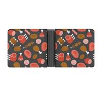 Meat Food and Barbecue Printed Bifold Wallet with Hidden Compartments Pocket Money and Credit Card Holder for Men Women