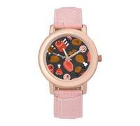 Meat Food and Barbecue Women's Wrist Watch Fashion Wristwatches with Pink Strap Gifts for Women Mother Wife Birthday
