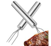 Meat Fork | Set of 2 Steel Kitchen Utensils, Fruit Carving Fork - for Kitchens, Homes, Apartments, Restaurants, Gardens, BBQs, Grills, Camping, Picnics, Hot Pots