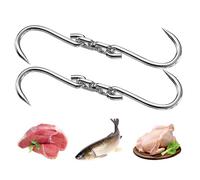 Meat Hooks 2 Pack Swivel Butcher Hooks for Hanging Processing and Butchering Beef Pork Lamb - Heavy Duty S-Hook for Kitchen Hunting Commercial
