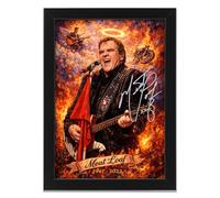 Meat Loaf Art Styled Signed Poster Print - Limited Edition Autograph Fan Gift, Collectible Memorabilia Wall Art Merchandise - Bat Out of Hell & 2026 UK Tour Tribute (A4 Framed)