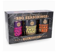 Meat Lovers Selection of Premium BBQ Seasonings - Holy Cow, Sweet Texas & Adam's Ribs BBQ Rubs | Pack of 3 | 100% Natural | Spice Gift For Foodie