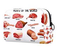 Meat of The World Cosmetic Bag for Women, Travel Toiletries Bags Large Makeup Handy Pouch Organiser Bag with Zipper