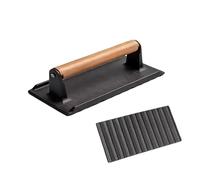 Meat Press - Heavy Duty Iron Grill Weight with Heat Resistant Wooden Handle, Smash Burger Tool, Cast Iron Press | Non-Stick Burger Presses for Griddle BBQ Kitchen Outdoor Camping Tailgati