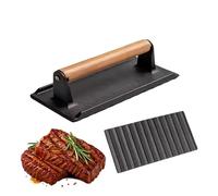 Meat Press - Pre-Seasoned Cast Iron Burger Press, Non Stick Smash Burger Grill Presser, for Tortilla Griddle Meal Prep Kitchen Grilling BBQ Outdoor Camping Tailgating Restaurant