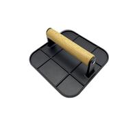 Meat Press with Wooden Handle 6in Square Burger Press Aluminum Hamburger Smasher Tool Use for Grill and Griddle Cooking