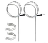 Meat Probe Sensor Replacement for Pellet Grills BBQ Temperature Probe with Probe Clip for Digital Contro Stainless Steel Thermometer Heat Resistant up to 716°F(2set)