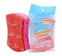 Meat Red Dishwashing Sponges - Multifunctional Absorbent Cleaning Cellulose Scrub and Scouring Pad - Durable and Soft - Color Coded Home and Kitchen Accessories by The Kosher Cook