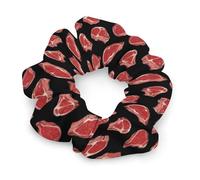 Meat Red Steaks Hair Scrunchies for Women Elastic Hair Bands Soft Hair Ties for Styling Gift Christmas Valentine's Day