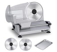 Meat Slicer, 200W Electric Food Slicer with 2 Removable 7.5" Stainless Steel Blades and Stainless Steel Tray, Child Lock Protection, Adjustable Thickness, Food Slicer Machine for Meat Cheese Bread