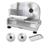Meat Slicer, 200W Meat Slicer Machine for Home, Quiet DC Motor with 2 Removable 7.5" Stainless Steel Blades, Adjustable Dial for 0-15mm, Slicer