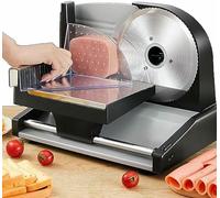 Meat Slicer, Electric Deli Food Slicer 200W with Removable 19mm Blades, Adjustable Thickness 1-15mm for Home Use, Ideal for Meat, Cheese, and Bread
