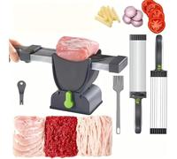 Meat Slicer for Home,Manual Meat Cutter,Meat Cleaver for Fresh Meats, Thickness Adjustable 2 Or 4 Mm,with 2 Sets of Blades,Food Slicer for Home Use,Suitable for Cooking, Barbecue, Hot Pot (Grey)