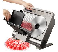 Meat Slicer for Home Use - Folding Electric Deli & Food with Removable 7.5’’ Stainless Steel Blade and 0-15mm Adjustable Thickness Cheese Bread Include Pusher Non-Slip Feet