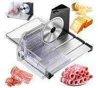 Meat Slicer Machine For Home, Food Slicer Foldable with 0-18mm Thickness Adjustable, Stainless Steel Blade, Knob Adjustment, Foldable Electric Meat Slicer for Deli, Meat, Cheese, Bread