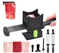 Meat Slicer Machine for Home, Kitchen Stainless Steel Meat Slicer Cutter Set with Sharpener, 2-4mm Thickness Adjustable, Double Handle Food Slicer, Meat Slicer for Fresh Raw Meat, Ham, Deli black