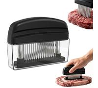 Meat Tenderiser with 48 Stainless Steel Needle Blades, Kitchen Cooking Machine Gadgets Tools for Tenderizing Steak Beef Chicken, Spring-Loaded, Retractable Base (Black)