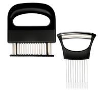 Meat Tenderizer and Onion Needle Combination Set, 2 Pieces, 48-Pin Stainless Steel Meat Tenderisers, Multifunctional Kitchen Utensil, Fast Tenderization of Meat and Safe Slicing, Easy to Clean