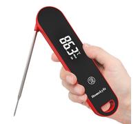 Meat Thermometer Digital - 0.5s Instant Read, Food Thermometer ±0.3℃ Accurate, IP67 Waterproof & Magnetic, Foldable Probe, Bright LED Display for BBQ, Grill, Oven, Kitchen (Red)