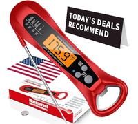 Meat Thermometer Digital, 1 Sec Instant Read, NIST Certified Accurate to ±0.5℉, Ultra Bright LED Screen, 100% Waterproof, Auto-Rotate, BBQ/Smoker/Candy, Valentines Gift, Red