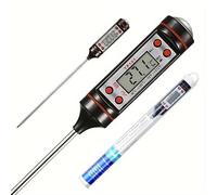 Meat Thermometer Digital, Food Thermometer for Cooking, Instant Read Thermometer for Kitchen, Outdoor BBQ Grill Thermometer, Long Probe Candy Thermometer - Battery Included