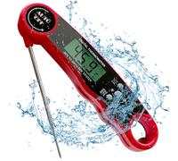 Meat Thermometer Digital for Cooking and Grilling, Collapsible Probe, with Magnet, Calibration, Backlight Waterproof Food Thermometer - Red