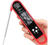 Meat Thermometer Digital for Grilling and Cooking, Instant Read Food Thermometer with Foldable Probe, Perfect for Kitchen, Outside Grill, Candy Making, Essentials BBQ Accessories (Red)
