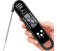 Meat Thermometer Digital for Grilling and Cooking, Instant Read Food Thermometer with Foldable Probe, Perfect for Kitchen, Outside Grill, Candy Making, Essentials BBQ Accessories (Black)