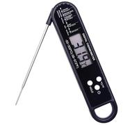Meat Thermometer Digital,Instant Read Food Thermometer with Backlight LCD Screen, Waterproof Foldable Long Probe,Auto On/Off, Perfect for Kitchen Cooking,BBQ,Candy Making,BBQ (Black)