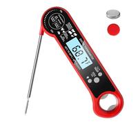Meat Thermometer Digital, Instant Read Temperature Display Food Thermometer with Waterproof, Backlight and Foldable Probe for Grilling Cooking Deep Fry BBQ Candy（Include CR2032 Button Cell Battery）