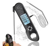 Meat Thermometer Dual-Probe Instant Read Gigital Thermometer with Waterproof, Wireless Cooking Thermometer for Meat, Deep Frying, Baking, Outdoor Cooking- Bottle Opener (Black)