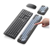 MEATANTY Memory Foam Wrist Rest for Keyboard and Mouse, 2-Piece Set, Blue | Ergonomic support with breathable Lycra fabric and non-slip gel bases for comfortable typing, office work and gaming.