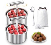 Meatball Maker - 12 Hole Kitchen Stainless Steel Meatball Mould (2Pc) | Manual Meatball Press Mold, Multiple Even Rounds at Once, Hand Operated Meat Ball Making Tool for Home Cooking