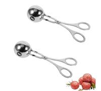 Meatball Maker, 2Pcs Stainless Steel Meat Baller Cake Pop Scoop Nonestick Meatball Scoop Ice Cream Ball Maker Tongs for Home