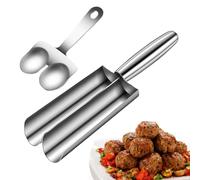 Meatball Maker Tool, Portable Kitchen Meat Ballers Spoon, Easy Eating Balls Making Mold, Stainless Steel Kitchen Manual Meatball Making Tool for Quick Dough Sorbet Shrimp Sliders (Two Tubes)